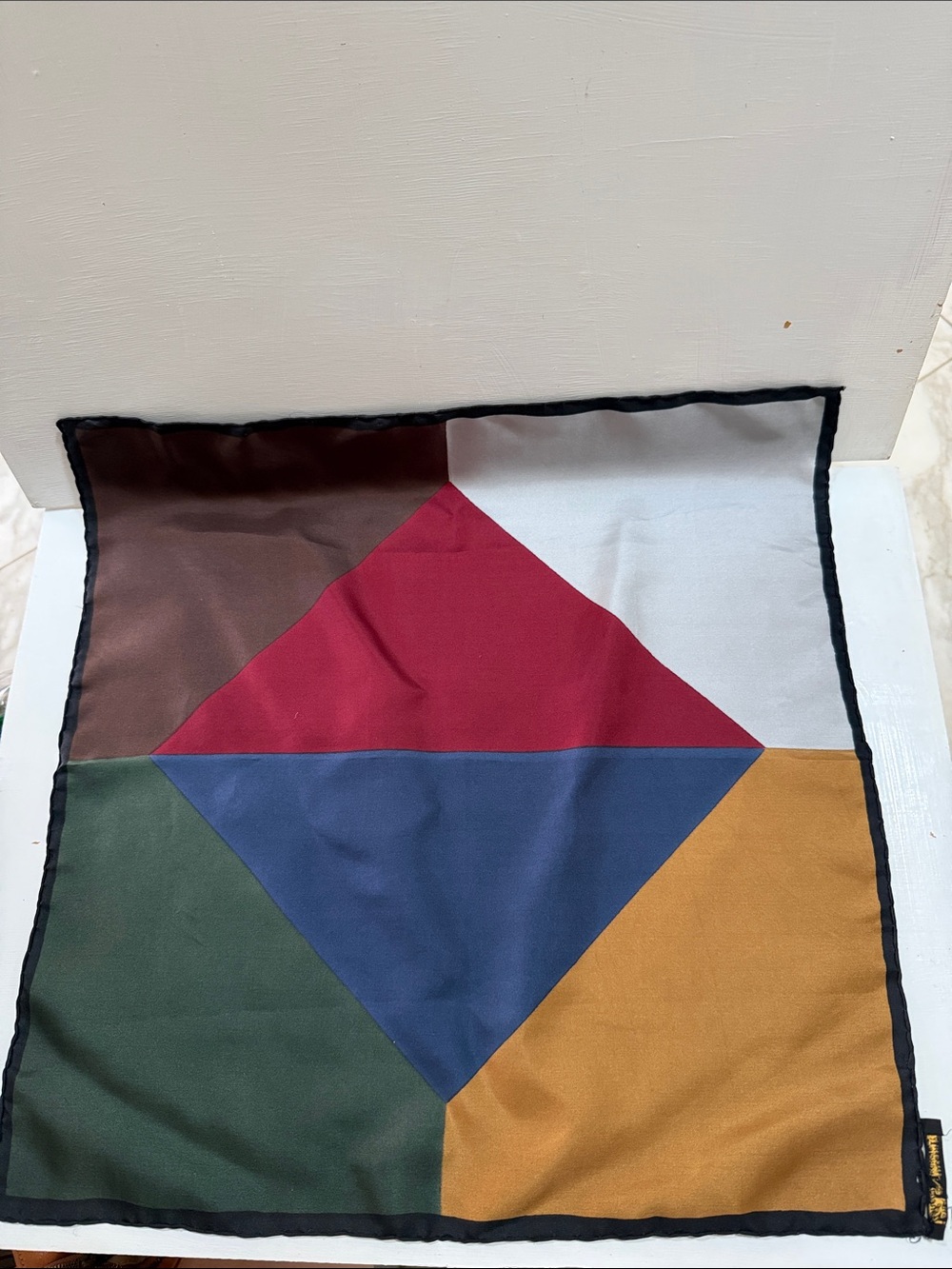 Ashear Made in Italy Geometric Colorblock Silk Scarf 🧣 - Multicolor 18”